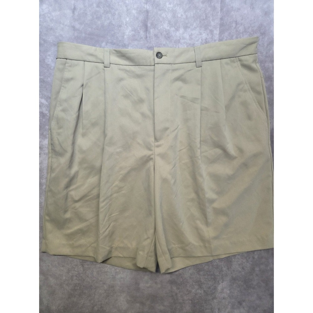 IZOD Men's Pleated Chino Shorts Beige Khaki Cotton Sz 38 Casual Classic Preppy